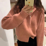 Women Knitwear Spring and Autumn Zipper Sweater Coat Knitted Cardigan Top