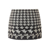 Women Tops Summer Houndstooth Mesh Top Houndstooth Gauze Skirt Suit