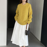 Women Winter Knitted Sweater Loose Sweater Autumn and Winter Loose-Fitting Long Sleeve Sweater 6t3602