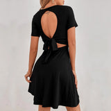 Women Dress Sexy Backless V-neck Skirt Dress