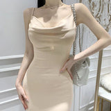Women Dresses Suspender Dress Slit Sheath Skirt Vest Dress