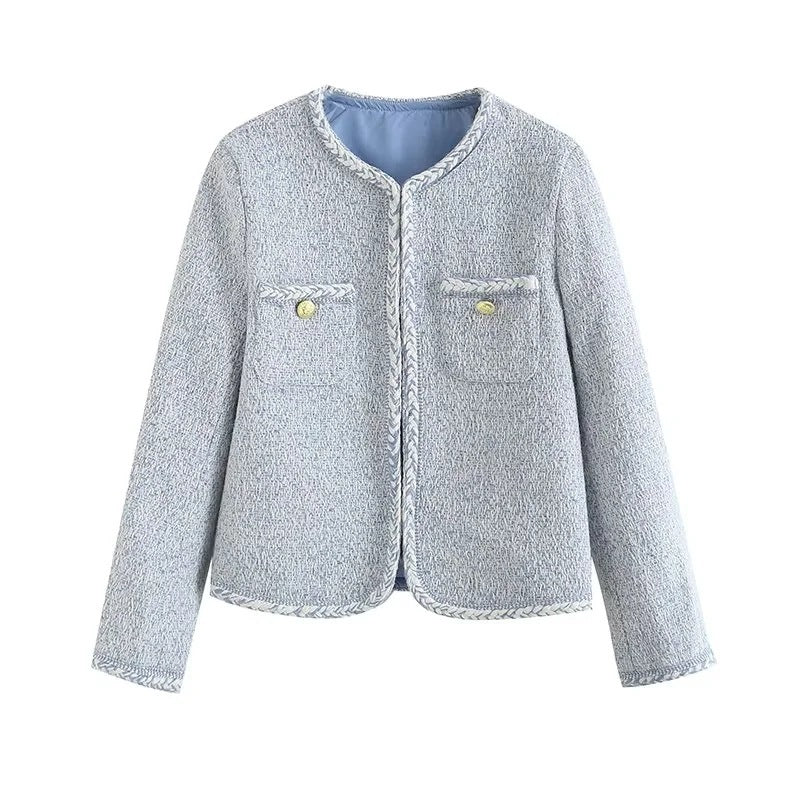 Women Woolen Coat Classic Style Tweed Short Coat
