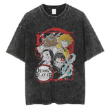 2024Men Vintage Black T Shirt Streetwear Harajuku Anime Print