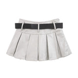 Women Skirt Pleated Miniskirt Autumn and Winter Thickening PU Leather Skirt