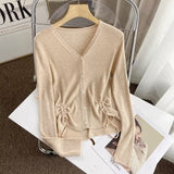 Women Sweater Knitwear Vintage Single-Breasted V-neck Sweater Coat