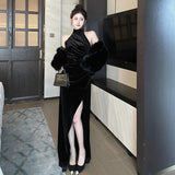 Women Dresses Spring Sleeveless Velvet Dress Dress