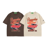 Men T Shirt Hip Hop Racing Printed Short Sleeve T-shirt