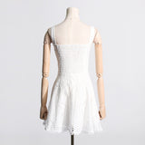Women Dresses Summer Strap Lace Embroidery Hollow Dress (Qymy0409)