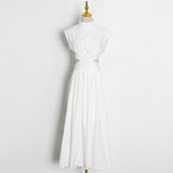 Women Dresses Long Dress Summer Stand Collar Dress (Qymy0409)