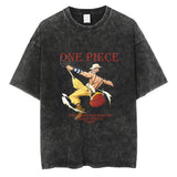 Washed and old T-shirt anime ONE PIECE short sleeve