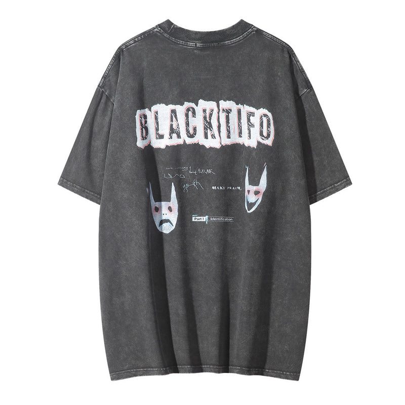 Men Vintage T-Shirt Printed Short-Sleeved T-shirt Men's Summer Loose Casual T-shirt