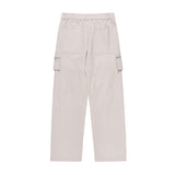 Men Sweatpants Zipper Workwear with Pocket Casual Trousers Solid Color Pleated Straight-Leg Pants