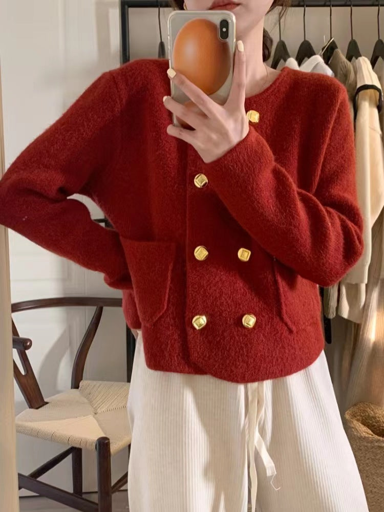 Women Knitted Cardigan Autumn Short Long Sleeve Cardigan