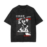 Summer, anime washed old retro short-sleeved T-shirt