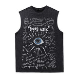 Men Vest Retro Washed Vintage Manson High Street Sleeveless T-shirt