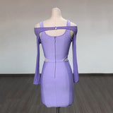 Women's Evening Dress Long Sleeve Mesh Dress Cutout Sling Dress Backless Hip Skirt