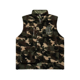 Men Vest Double-Sided Camouflage Cotton Jacket Vest Multi-Pocket Sleeveless Jacket