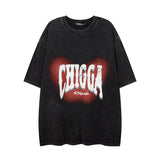 Men T Shirt Butterfly Graffiti Washed and Worn Short Sleeve T-shirt Men and Women Oversize