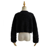 Women Sweater Knitwear Loose Sexy Long Sleeve Knitwear Casual Autumn Sweater Short Furry Coat