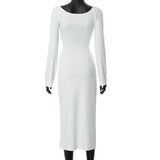 Women Dresses Fall Hollow Backless Dress (Bla0420)