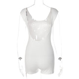 Women Jumpsuit Summer Slim U-Neck Sexy Backless Jumpsuit