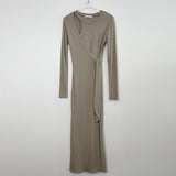 Women Dresses Hollow-out Long Sleeve Dress Split Dress