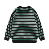 Unisex Sweater Autumn Striped Love Embroidered Sweater