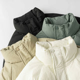 Unisex Winter Cotton Coat Stand-up Collar Cotton-Padded Clothes Vintage Loose and Warm Bread Coat