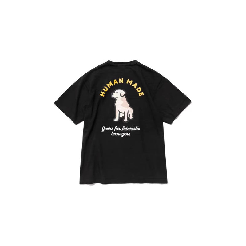 Men T-shirts HUMAN Labrador Slub Cotton Print Short Sleeves