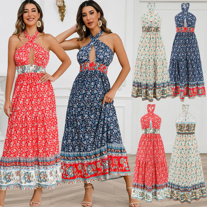 Women Date Dress Sexy Retro Floral Dress