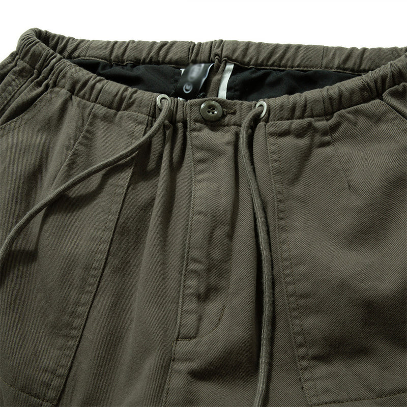 Men Sweatpants Simple Workwear Casual Pants Men's Pleated Knee Loose-Fitting Wide-Leg Trousers