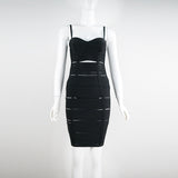 Women Evening Dress Bandage One-Piece Dress Nightclub Dress Sexy Suspenders Hollow out Slim Fit Skirt