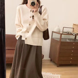 Women Knitwear Spring and Autumn round Neck Sweater Loose Knitted Cardigan