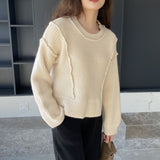 Women Winter Knitted Sweater Autumn and Winter Crew Neck Pullover Sweater Sweater 8t3107