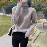 Women Knitted Pullover Autumn and Winter Turtleneck Sweater Slim Fit Top Sweater