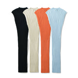 Women Dresses Summer round Neck Sleeveless Knitted Dress (Xds0414)