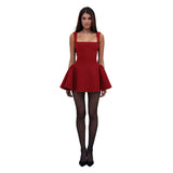 Women Dresses Spring/Summer Square Collar Slimming Short Skirt