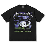 Mens Vintage Rock Band T-Shirt Vintage Metallica Rock Metal Band Print Short Sleeve T-Shirt