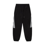 Men Sweatpants Sports Leisure Tappered Trousers with an Elasticated Waist Side Stripe Stitching Loose Zip Trousers