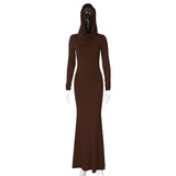Women Dresses Fall Slim Fit Hooded Long Sleeve Dress