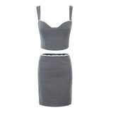 Women Dresses Summer Lace Sexy Sling Lace Mid-Length Dress Set (Xds0414)