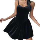 Women Dress Party Dress Sexy Velvet Camisole Gown Dress