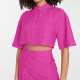 Women Dress Spring Short-Sleeved Shirt Dress Hollow Slim Pencil Dress