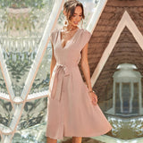 Women Dress V-neck Dress Midi Dress