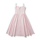 Women Dresses Summer Retro Spaghetti Straps Dress Backless Midi Dress (Xds0414)