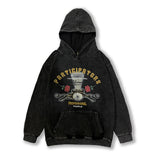 Men Hoodie Butterfly Print Washed Hooded Sweater