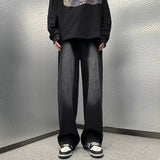 Men Jeans Washed Straight Jeans Spring and Autumn Loose Wide Leg Summer Casual Pants