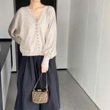 Women's Cardigan Sweater Autumn Loose V-neck Women's Coat Top 8t8238