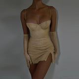Women Dresses Shiny Sexy Suspender Hip Skirt