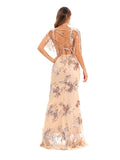 Women Evening Gown Sexy Retro Backless Sequins Dress